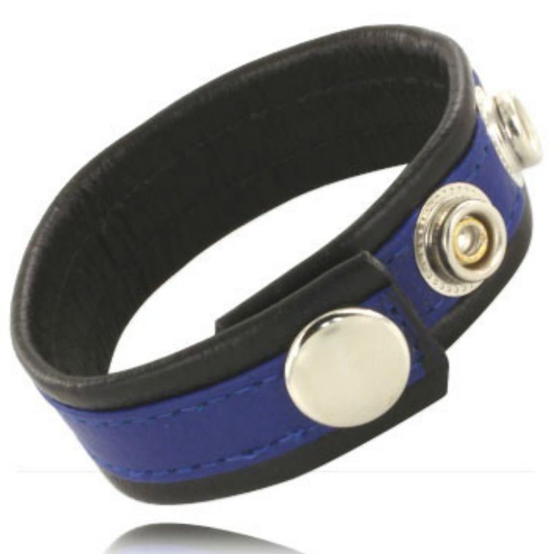 Correa Ajustable de Cuero para Pene Azul-Negro