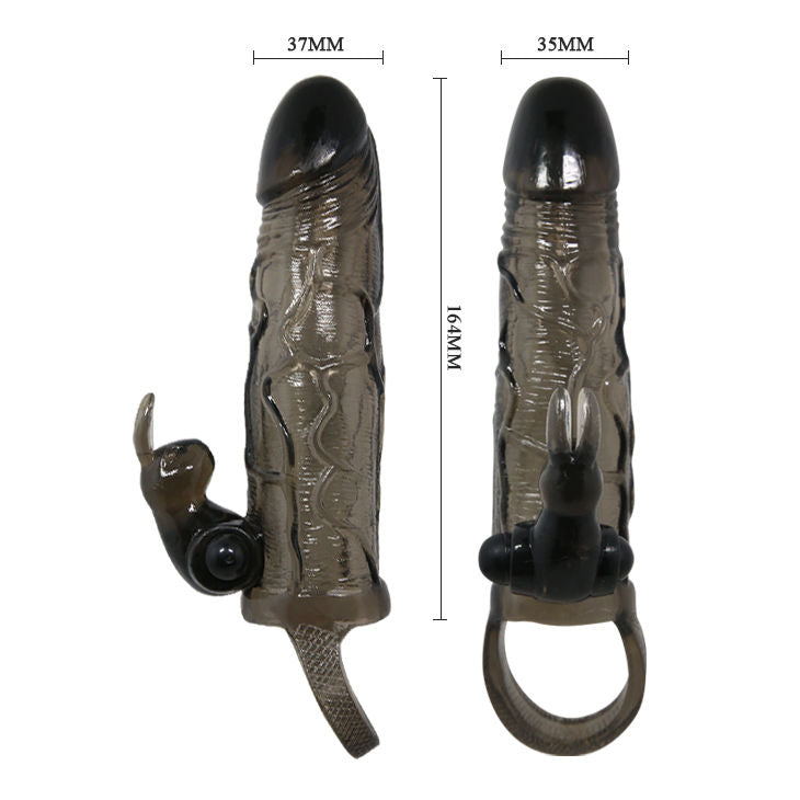 Cubierta para Pene en Forma de Conejo Negro 16,5 cm