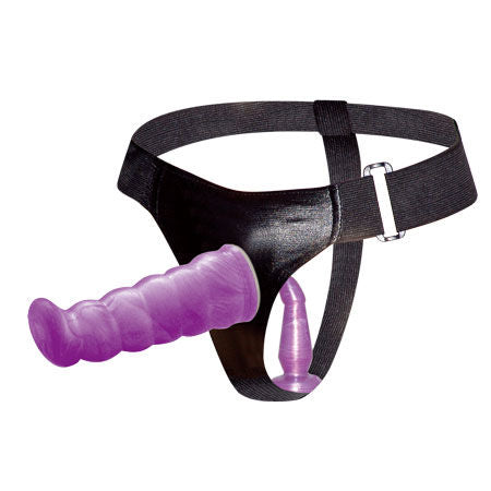 Arnés con dildo de 17cm para punto G en color lila