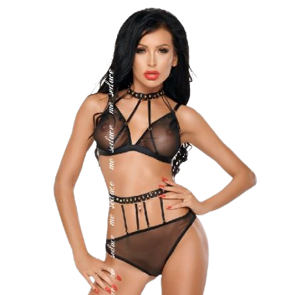 Dotty Two-Piece Black Lingerie Set XXL/XXXL
