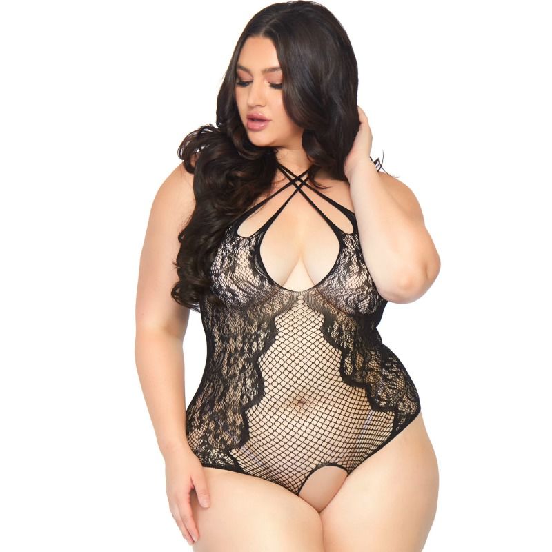 Plus Size Crotchless Teddy Lingerie 1X-2X