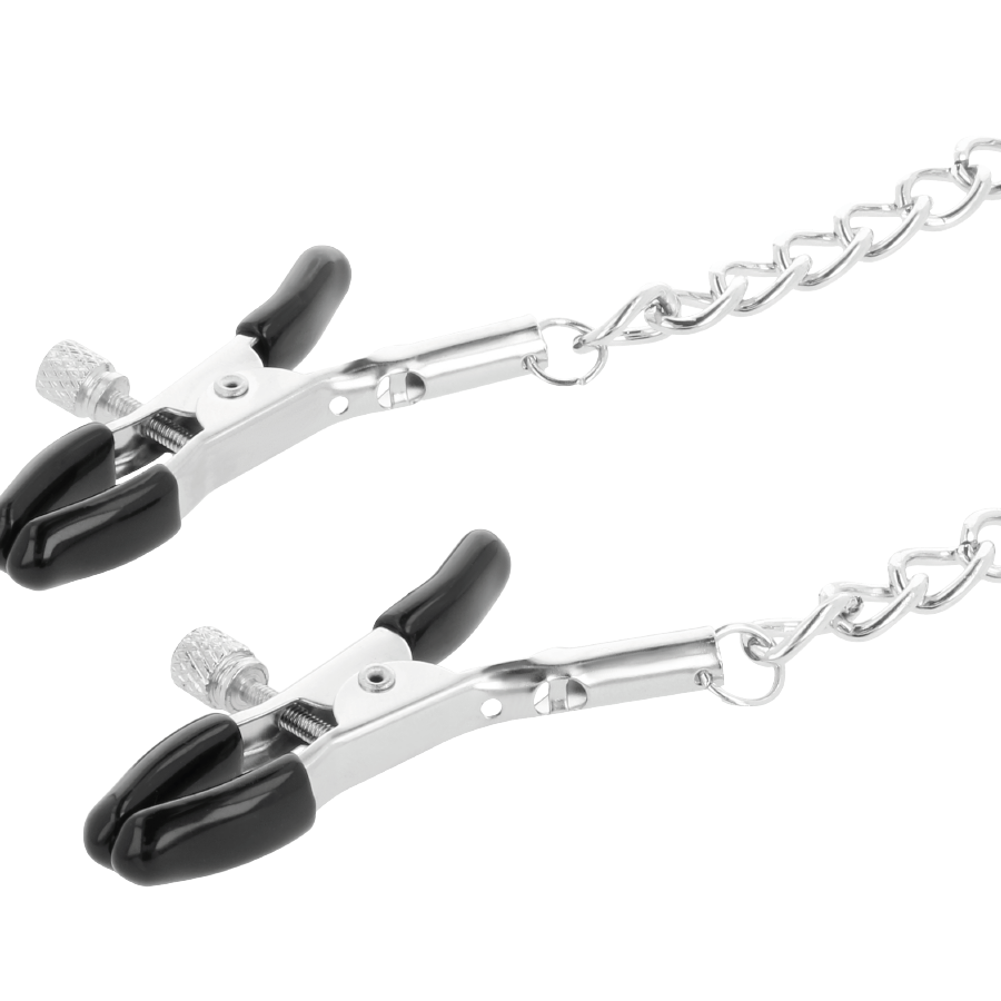 Black Bondage Collar with Nipple Clamps