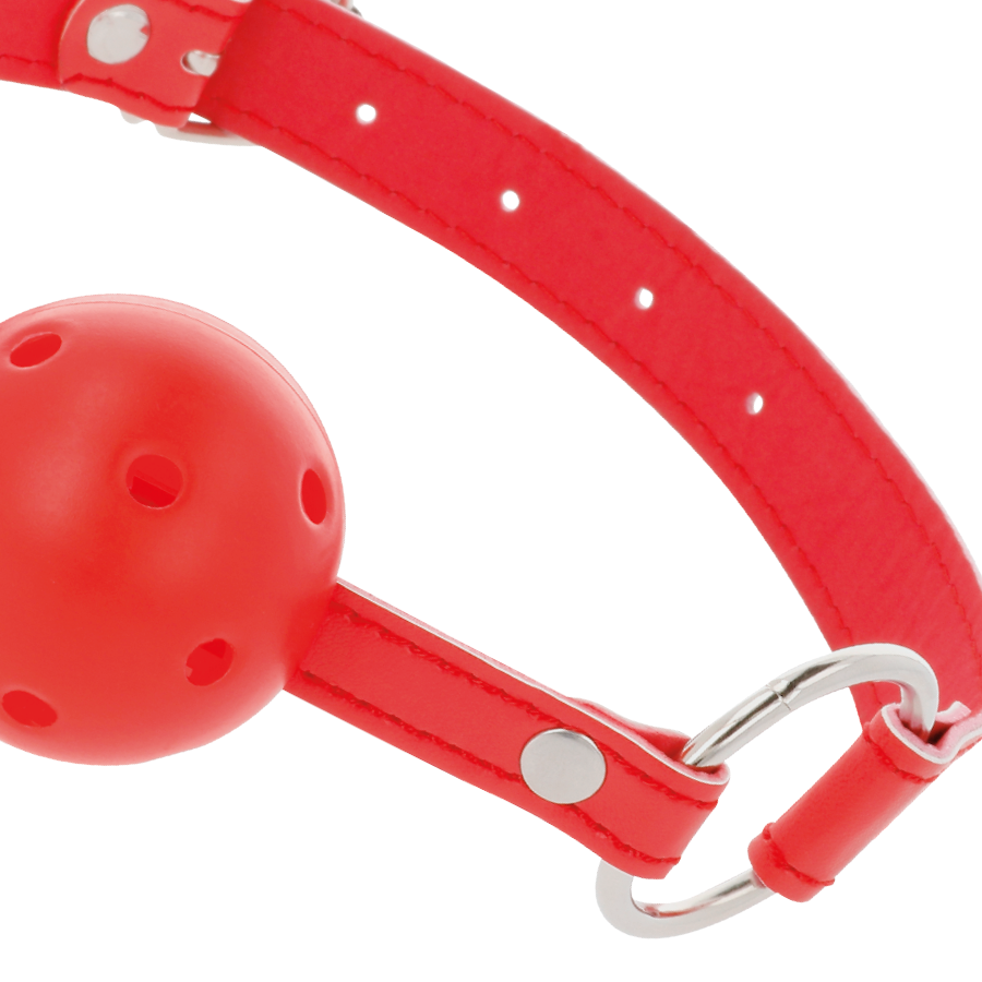 Red Breathable Ball Gag for Bondage Play