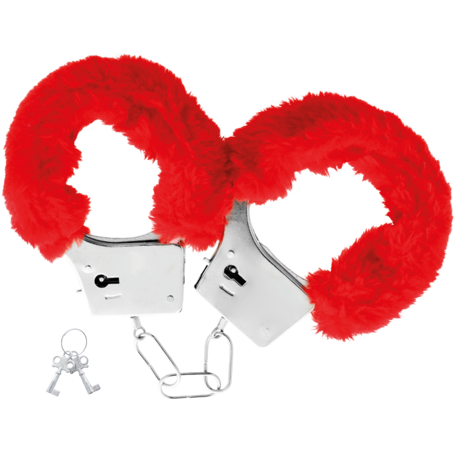 Red Lined Metal Bondage Handcuffs