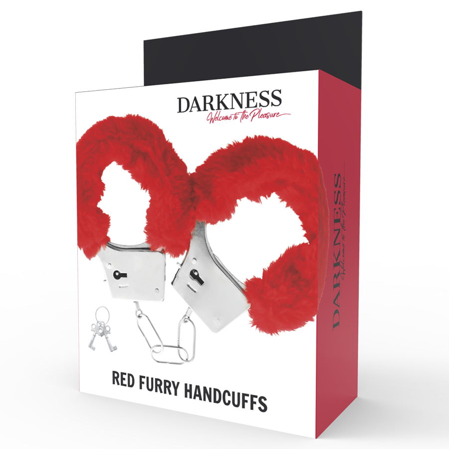 Red Lined Metal Bondage Handcuffs