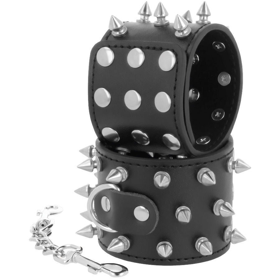 Skulls And Bones Black Spiked Handcuffs