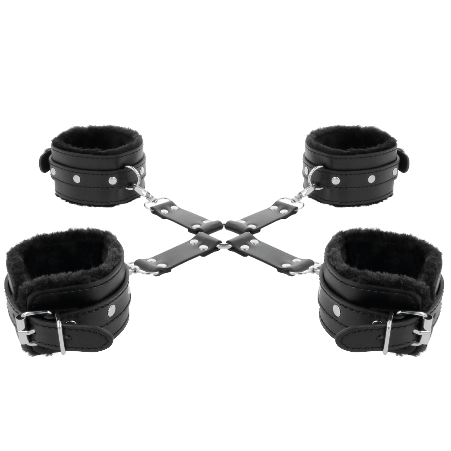 Black Leather Handcuffs for Hands & Feet