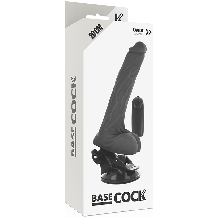 Realistic Black Vibrator With Testicles 20cm