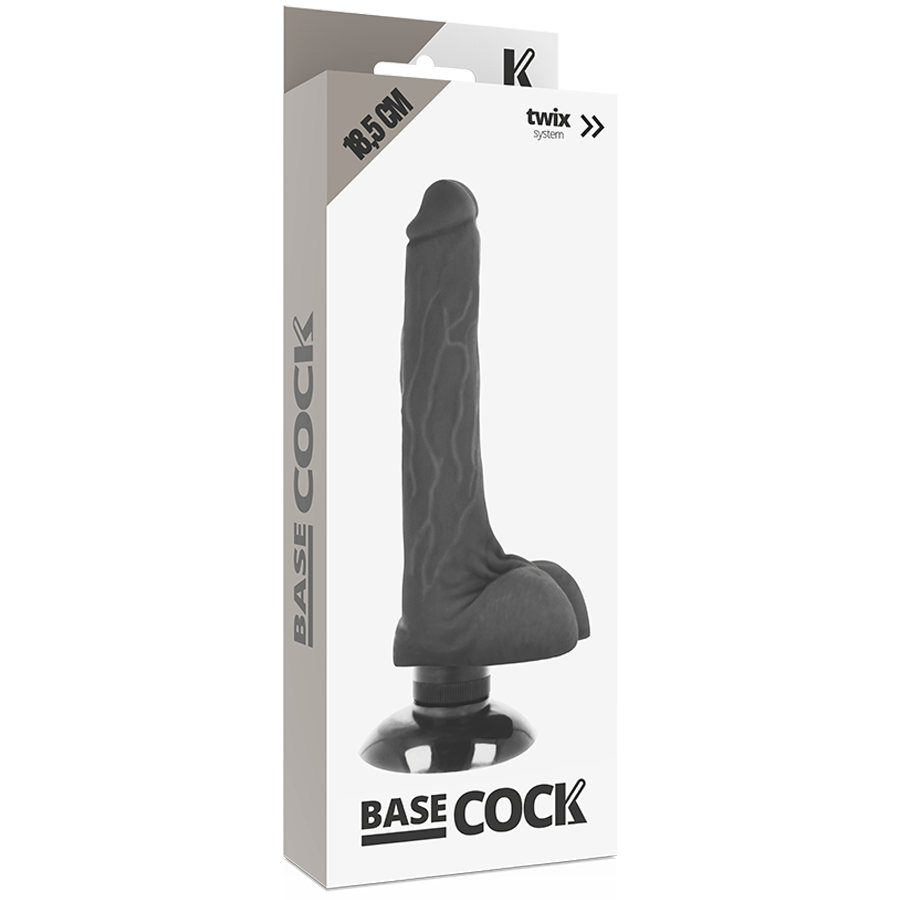 2-in-1 Realistic Black Vibrator 18.5cm