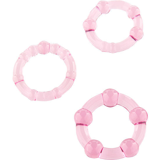 Set de Tres Anillos de Erección Rosados