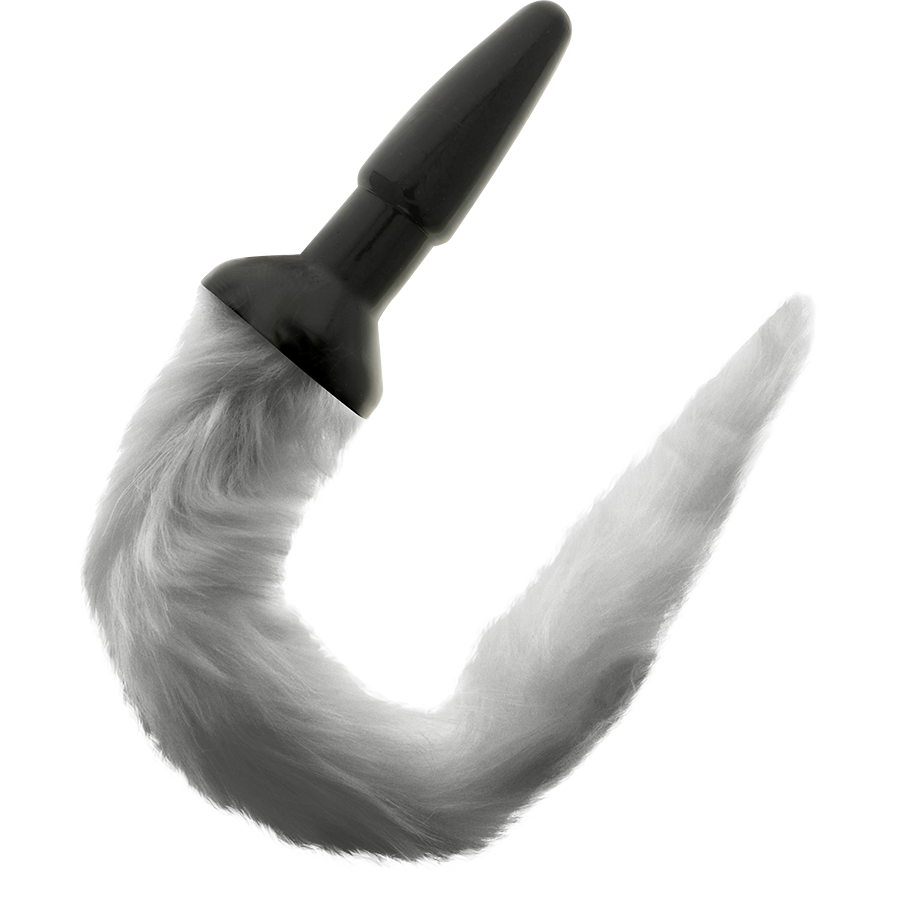 Silicone Anal Plug with Gray Cat Tail