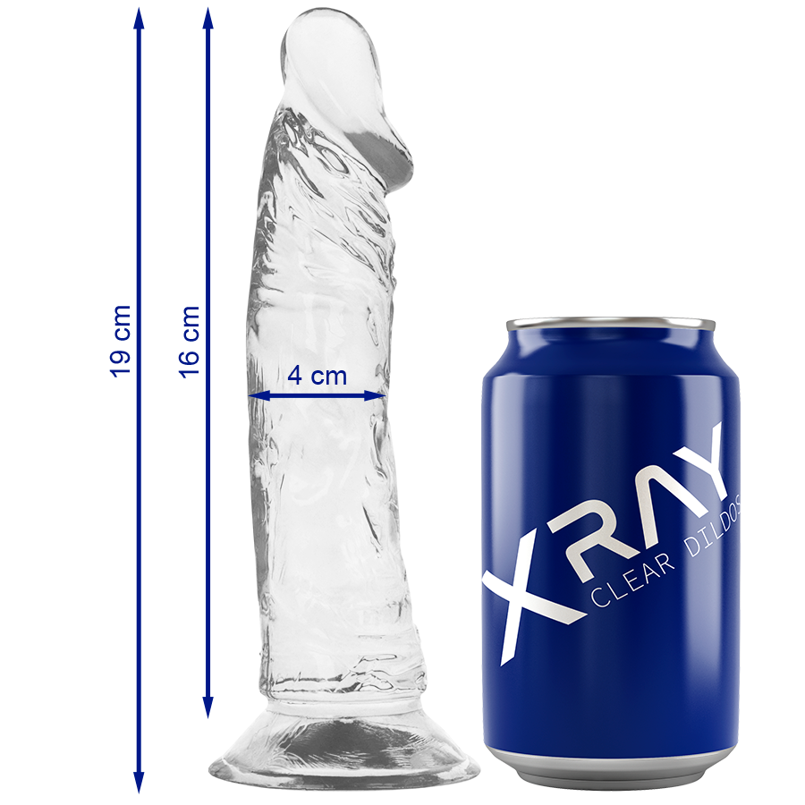 Dildo Realista Transparente 19cm de Comprimento 4cm de Largura