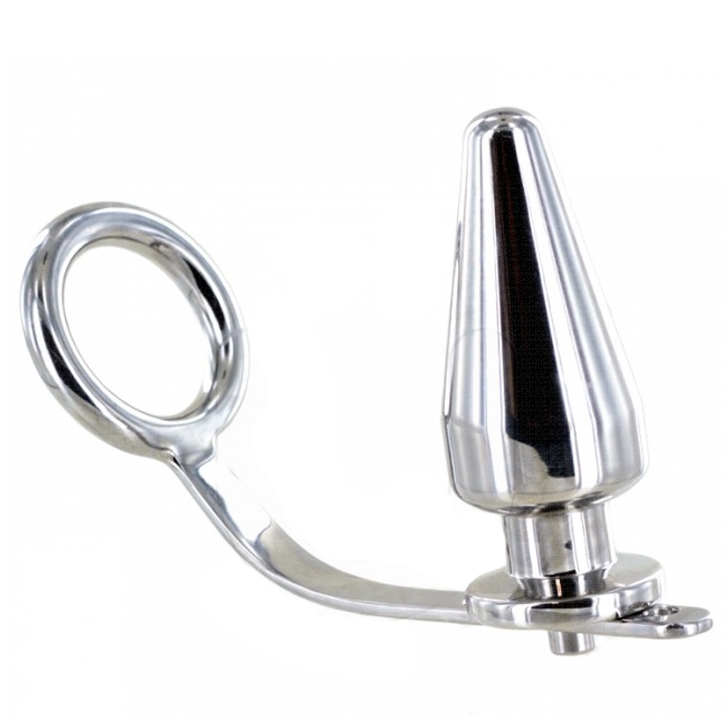 Anillo para Pene de Acero con Tapón Anal 45mm