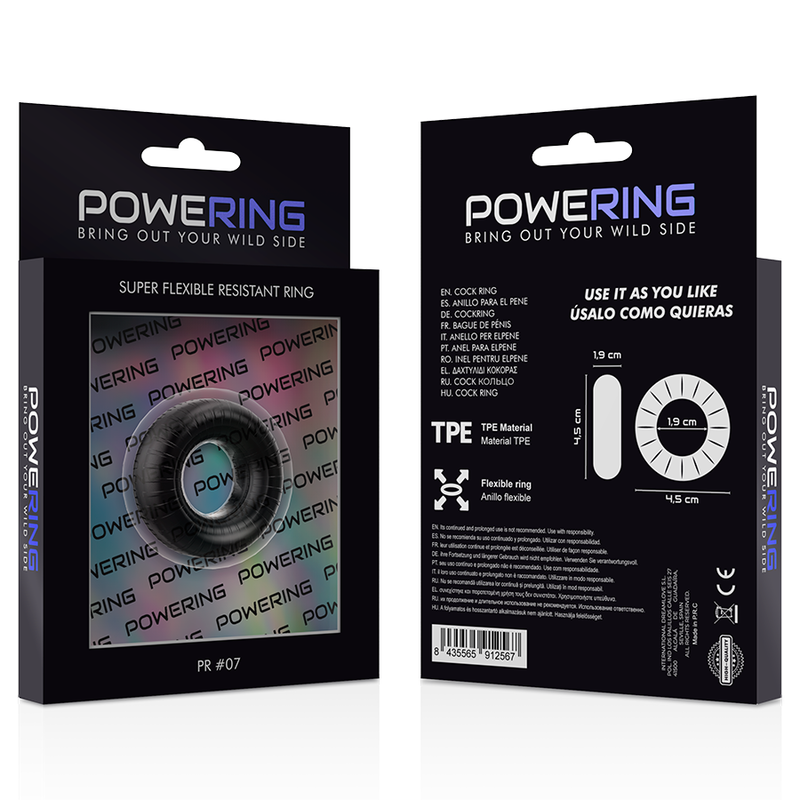 Flexible Black PR07 Penis Ring (4.5cm)