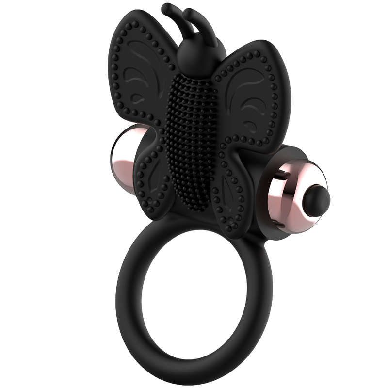 Anillo para Pene Vibrante con Mariposa - Negro/Dorado