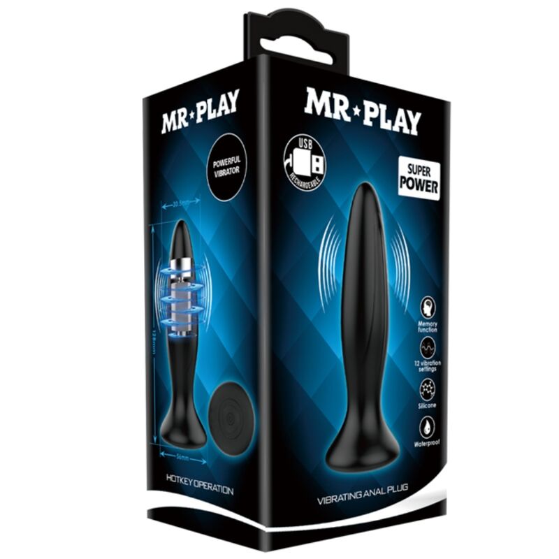 Rechargeable Black Anal Vibrator Plug