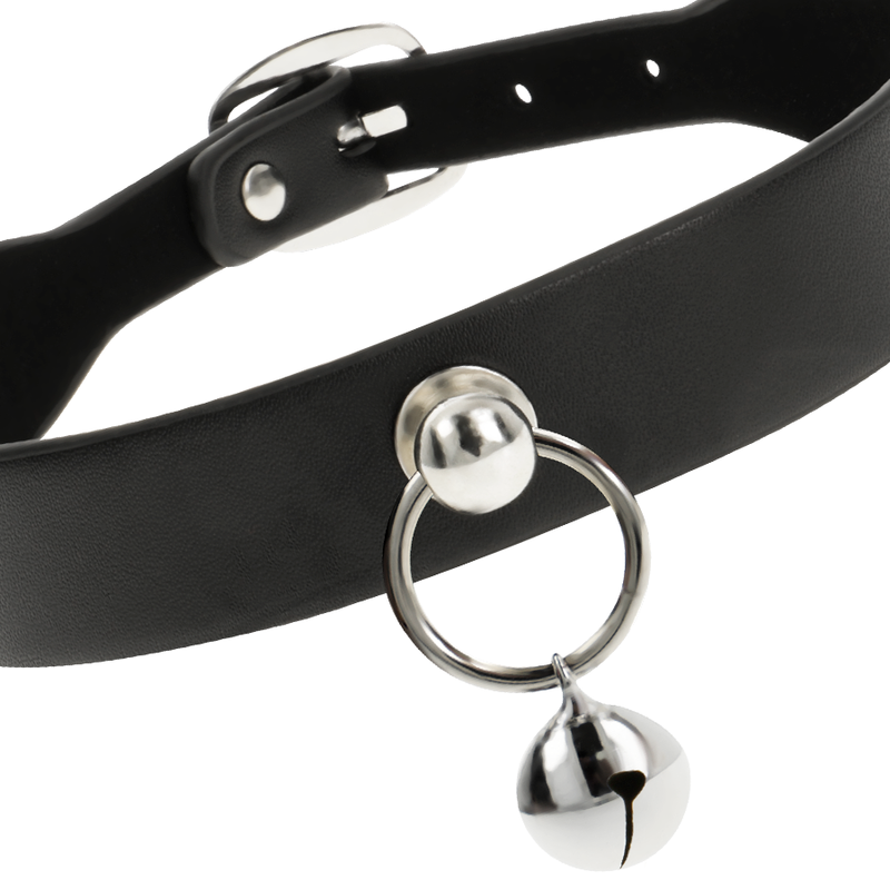 Vegan Leather Bondage Collar with Rattle