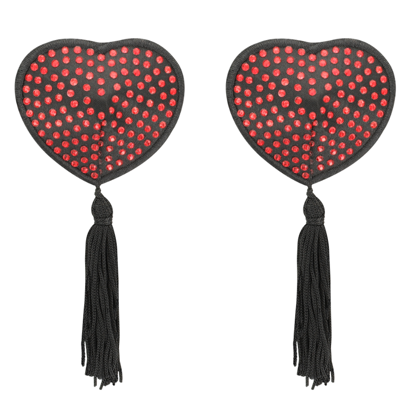 Heart-Shaped Nipple Covers - Black/Red