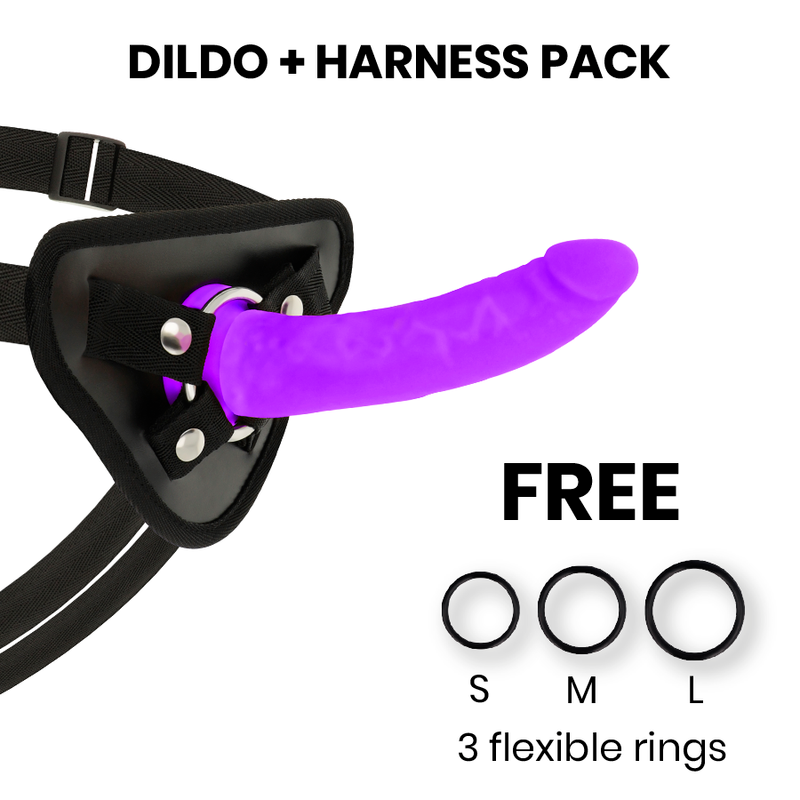 Arnês de Silicone Roxo com Pénis de 17cm