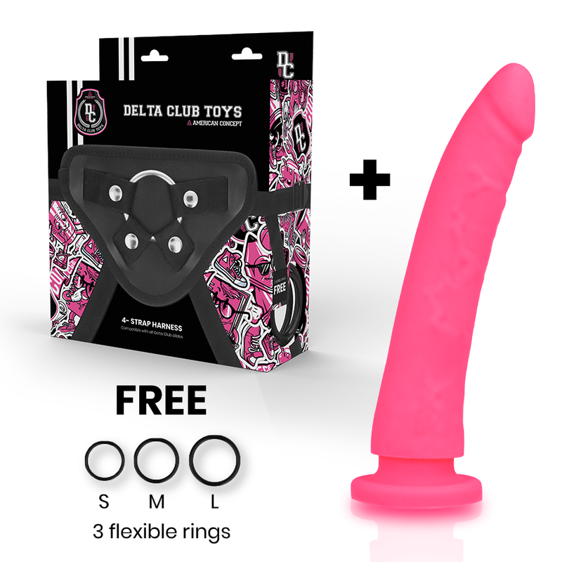 Pink Silicone Strap-On Harness & Dong 20cm