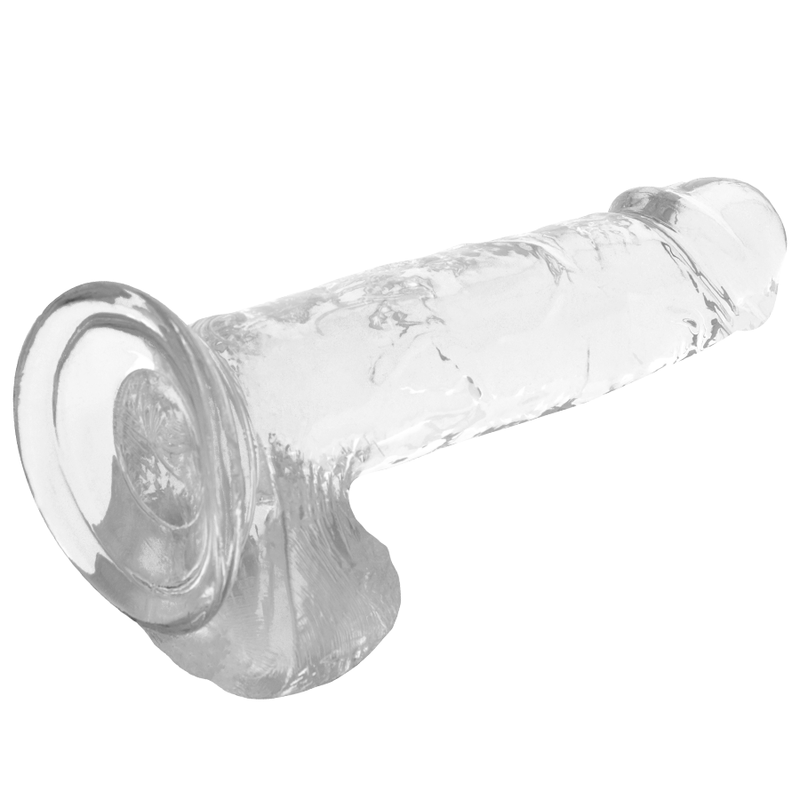 Arnés con pene y testículos transparentes de 20cm