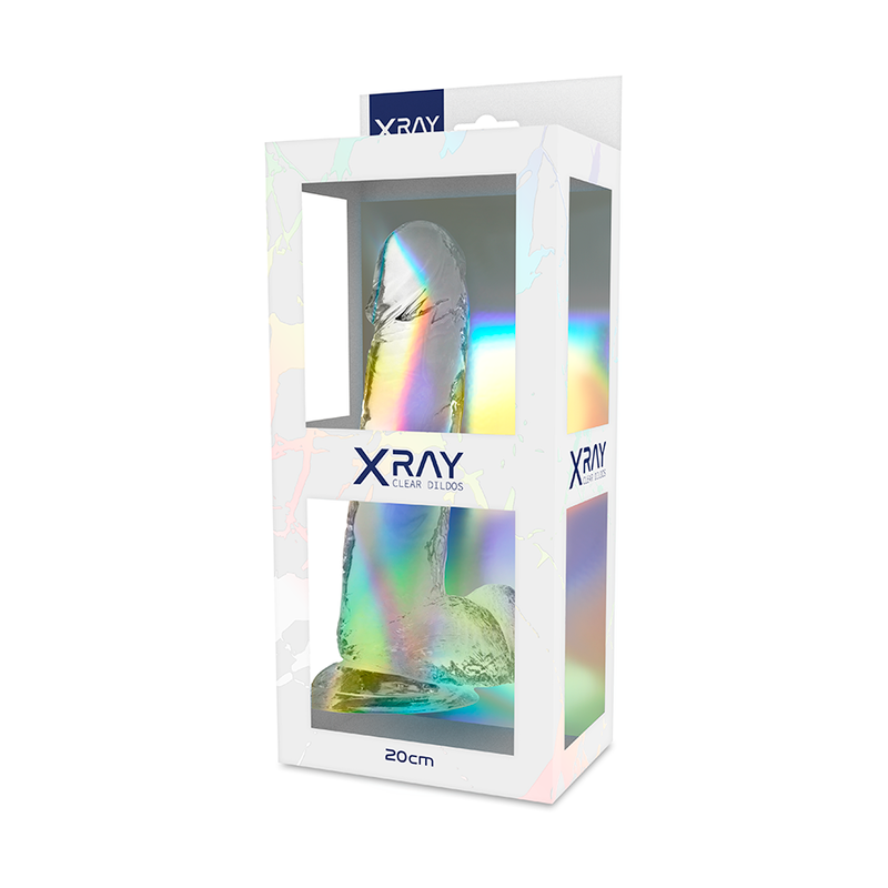 Arnés con pene y testículos transparentes de 20cm