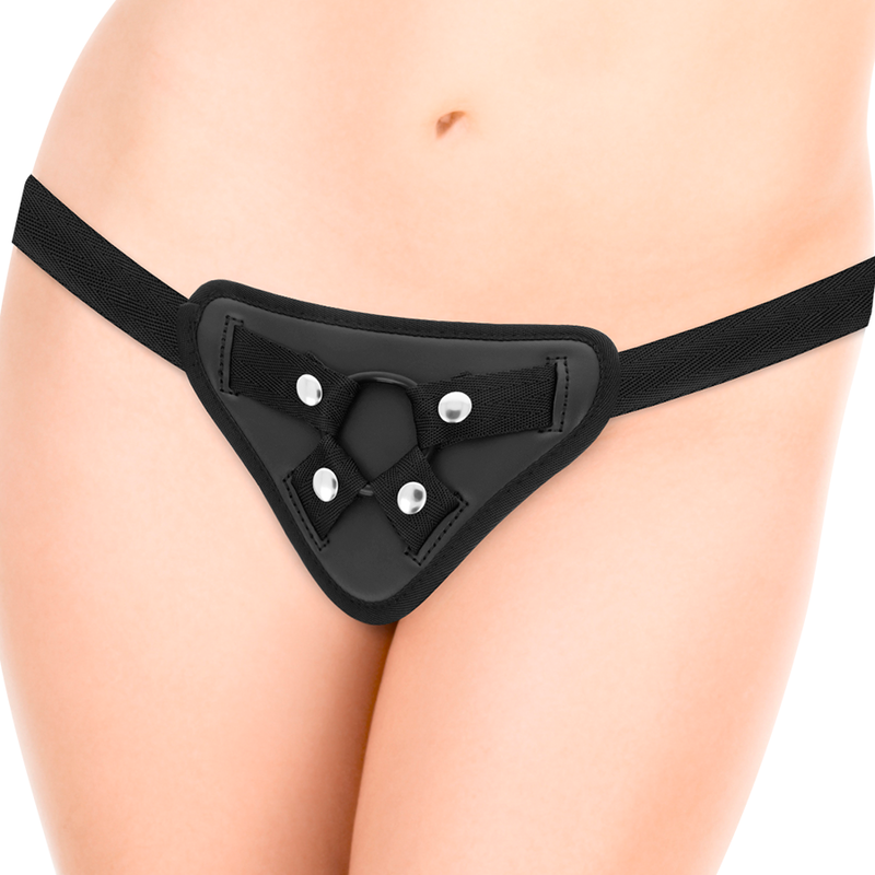Arnés con pene y testículos transparentes de 20cm