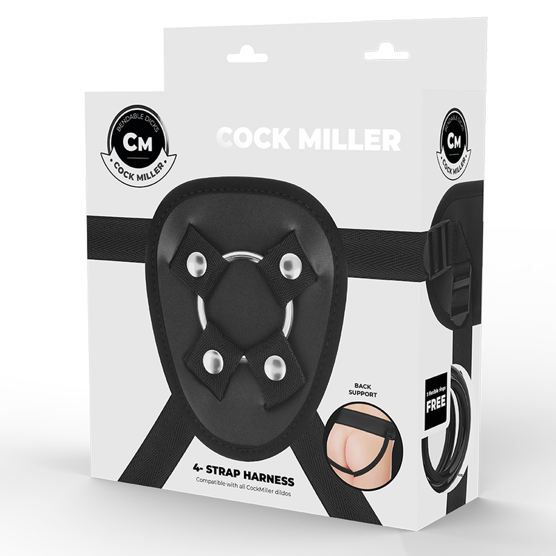 Black Articulated Silicone Harness Cocksil 13cm