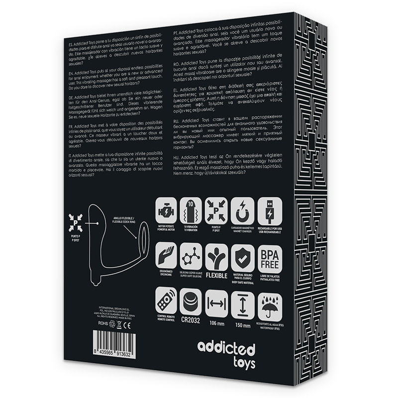 Rechargeable Remote Control Penis Ring & Anal Plug