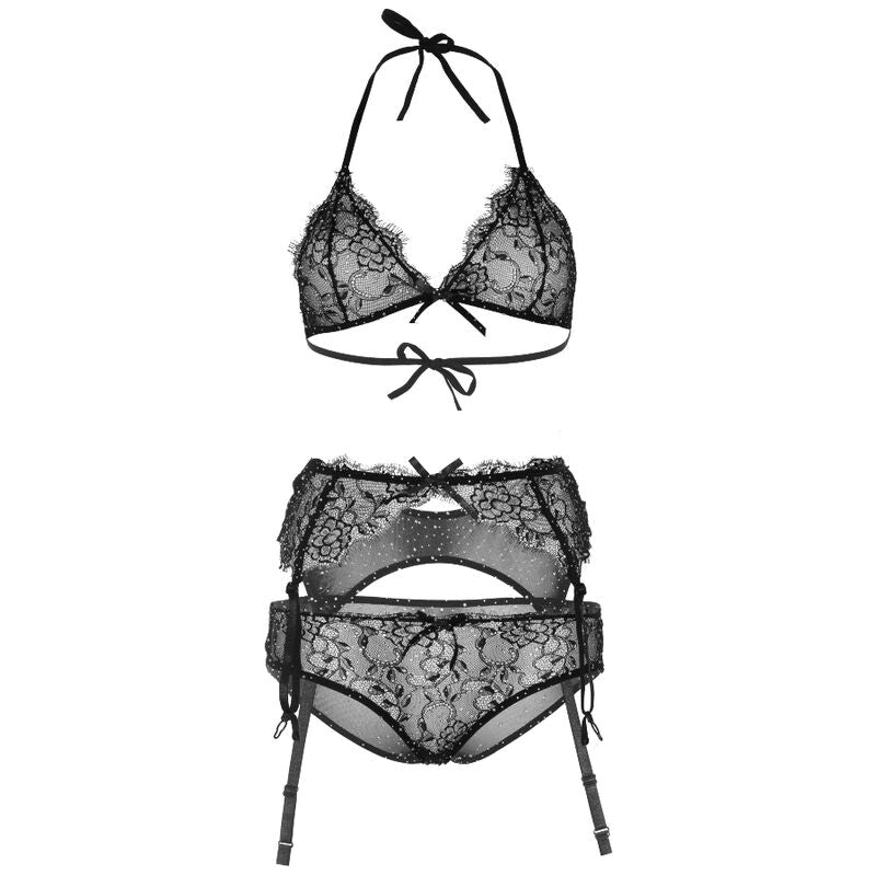 Shiny Three-Piece Lingerie Set M