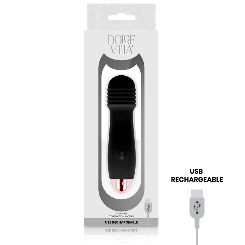 7-Speed Rechargeable Black Vibrator