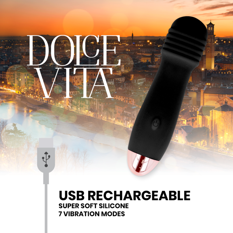7-Speed Rechargeable Black Vibrator