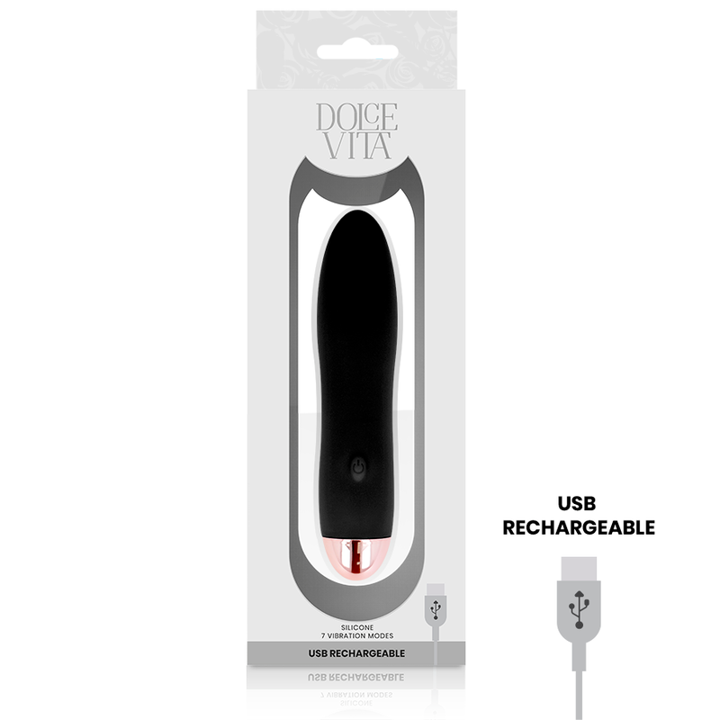 Vibrador Recargable Negro de 7 Velocidades