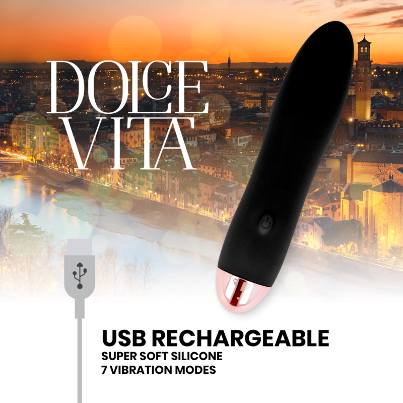 Vibrador Recargable Negro de 7 Velocidades
