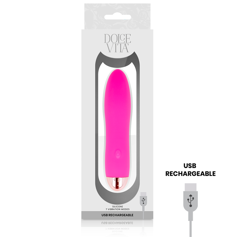 Vibrador Recargable de 7 Velocidades en Rosa