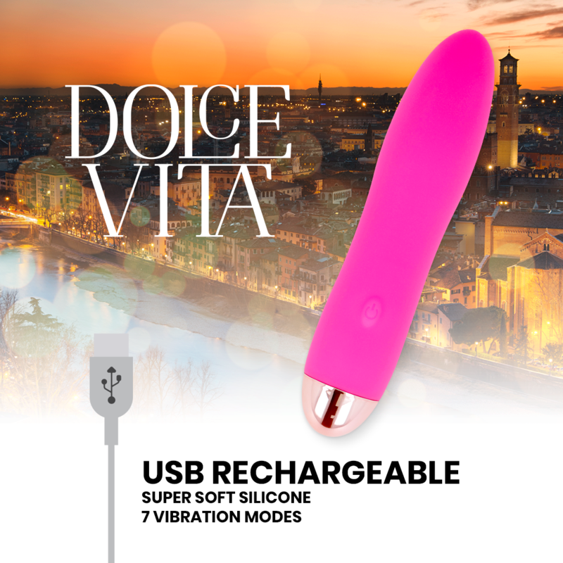 Vibrador Recargable de 7 Velocidades en Rosa