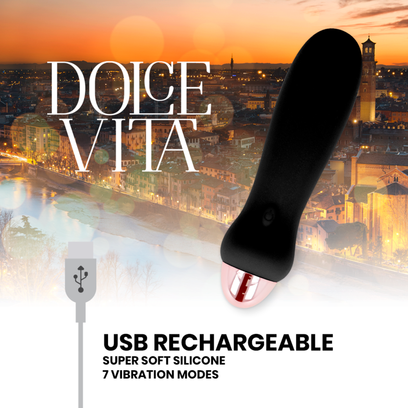 Vibrador Negro Recargable de 7 Velocidades