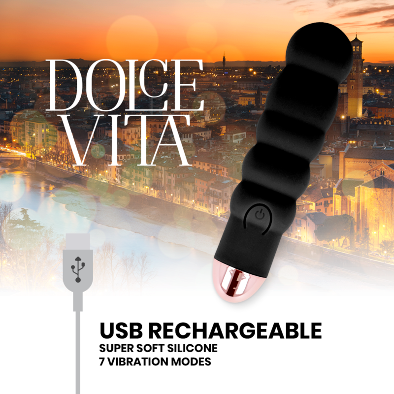 Vibrador Recargable Negro de 7 Velocidades