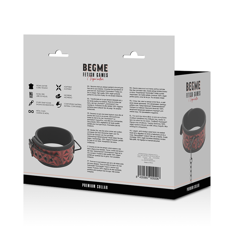 Collar de Bondage de Cuero Vegano Edición Roja