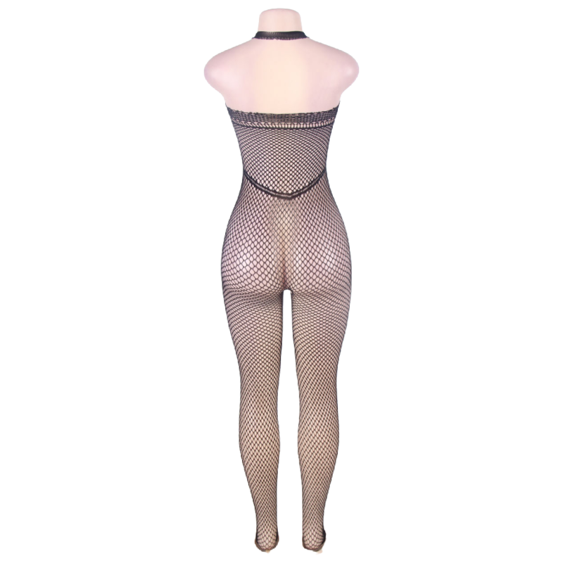 Bodystocking Sedutor com Decote de Cabresto e Costas Abertas