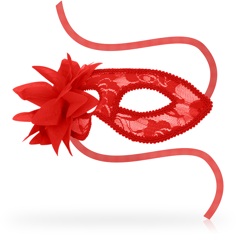 Lace Mask with Elegant Red Flower