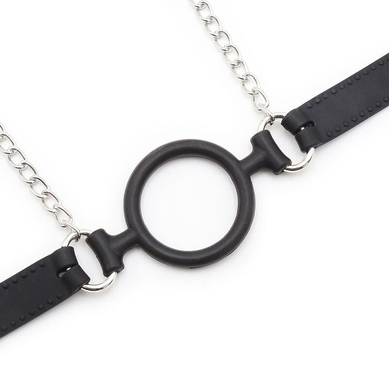 Bondage Ring Gag with Nipple Clamp Chains