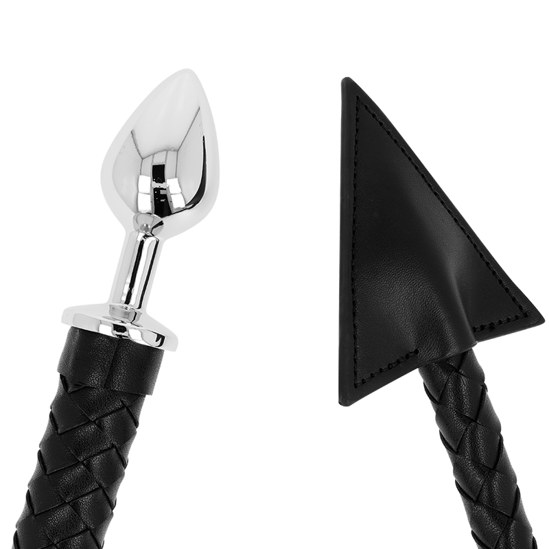 Devil's Tail Leather Metal Butt Plug 7cm