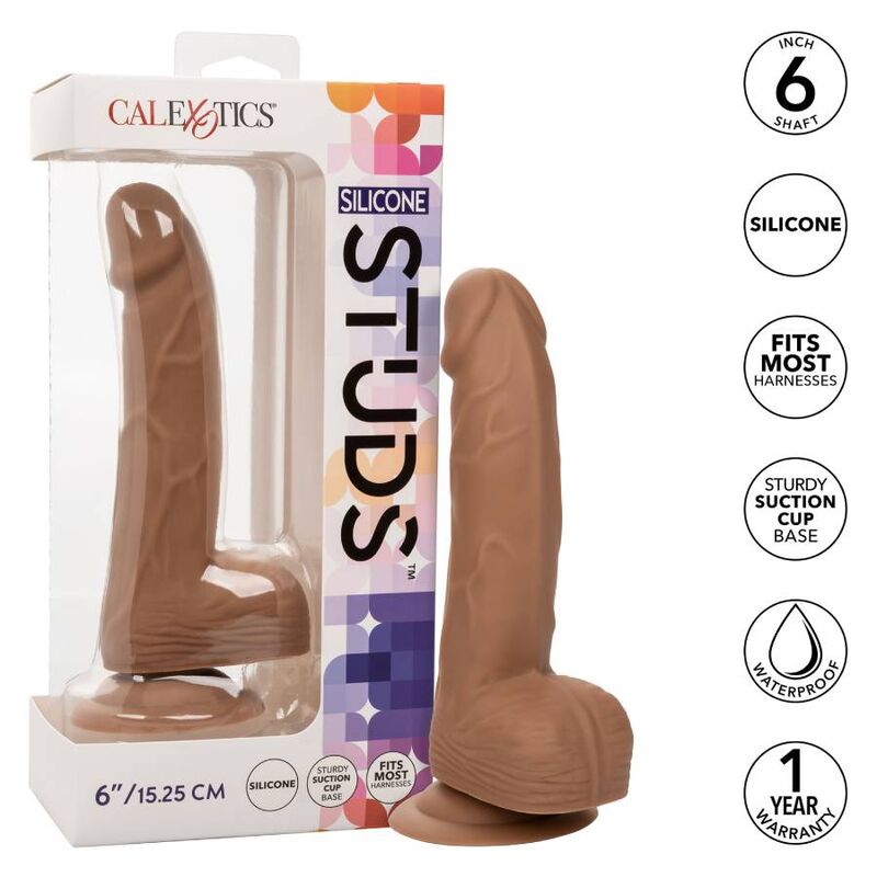 Silicone Studs 15.24 cm Brown Dildo