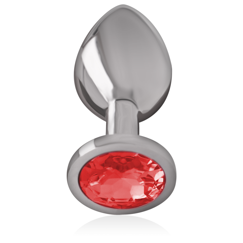 Medium Metal Anal Plug with Red Crystal