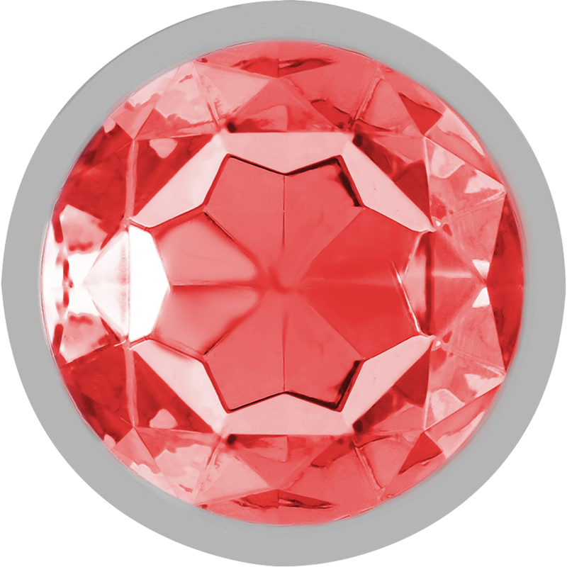 Medium Metal Anal Plug with Red Crystal