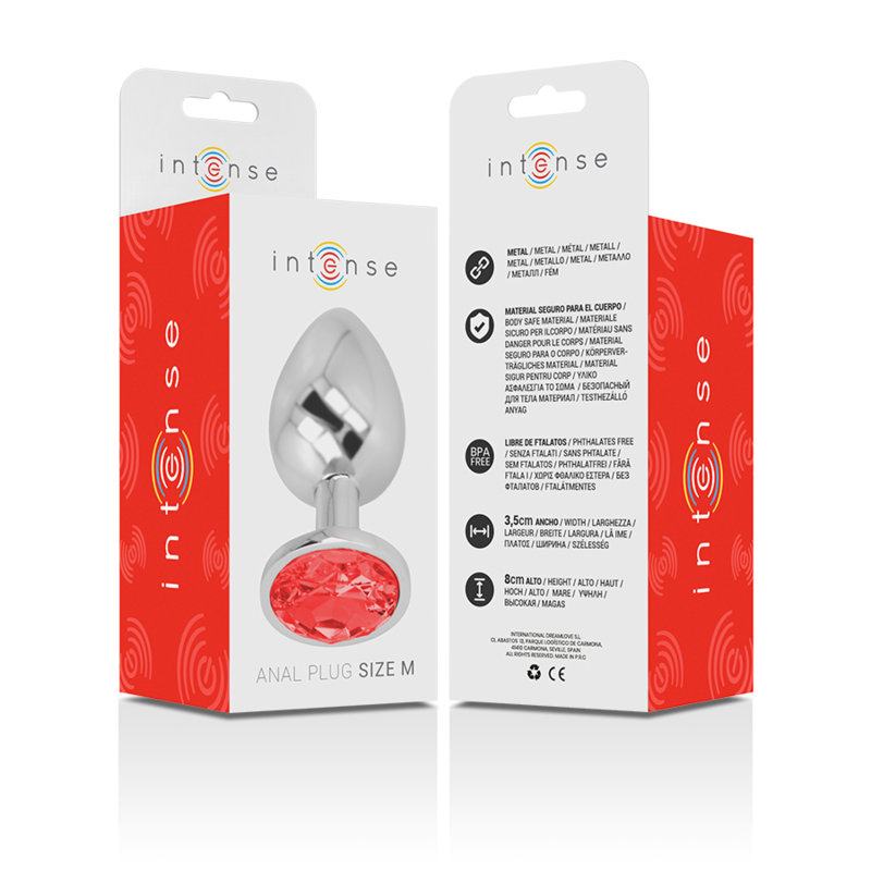 Medium Metal Anal Plug with Red Crystal