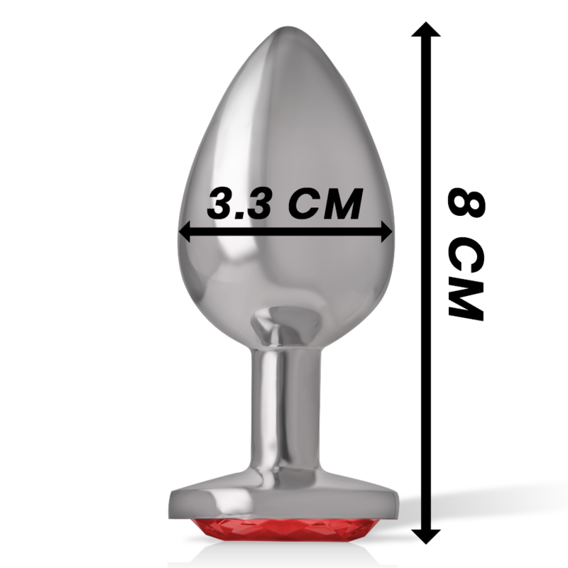Medium Metal Anal Plug with Red Crystal