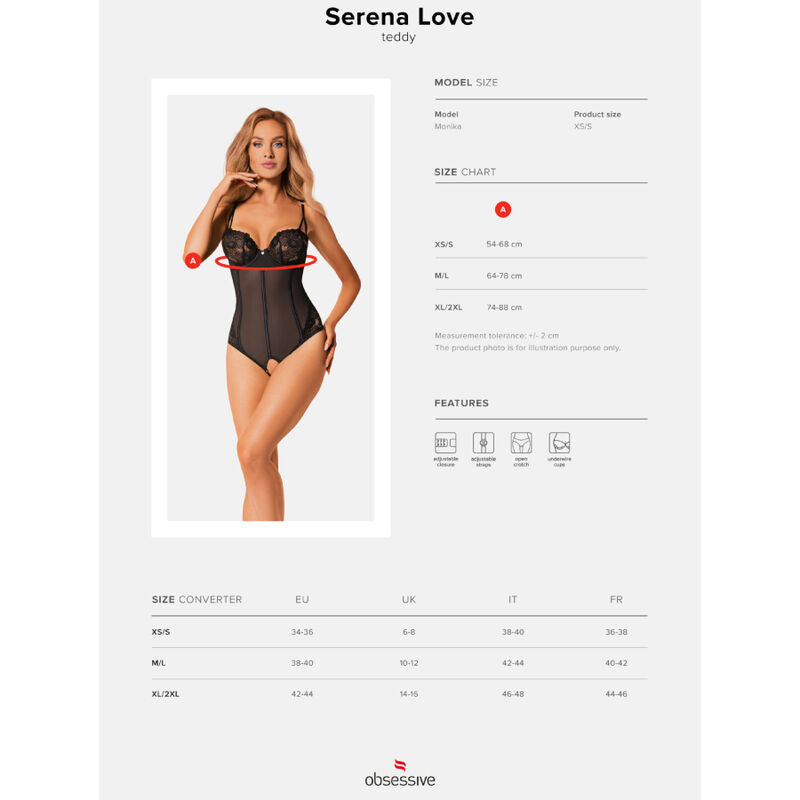 Serena Love Crotchless Teddy Lingerie XS/S