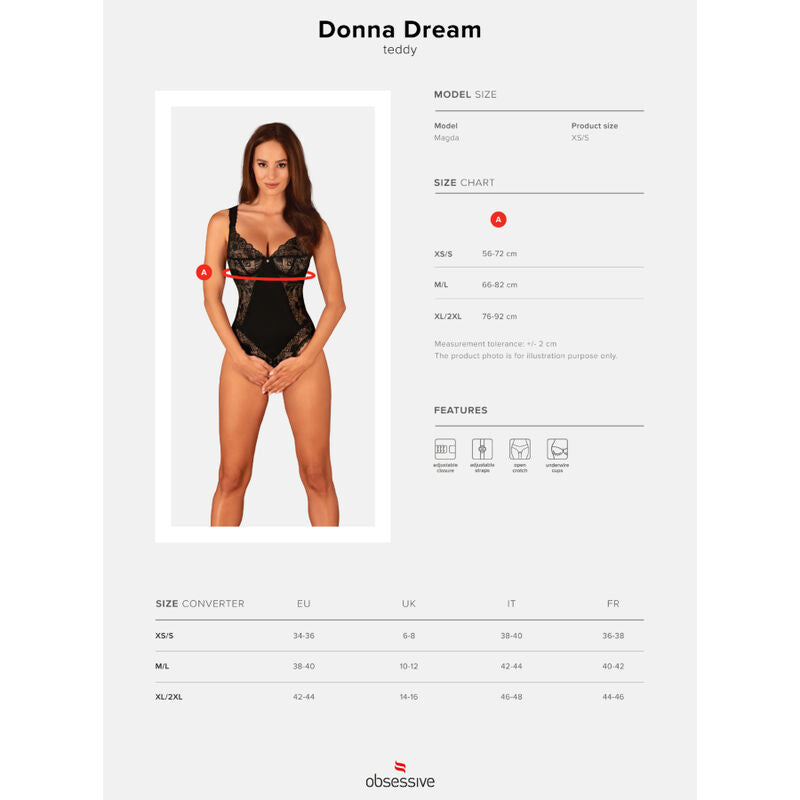 Donna Dream Crotchless Teddy Lingerie XS/S
